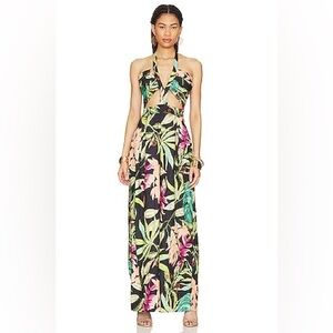 PatBO Tropical Backless Maxi jumpsuit SZ 2